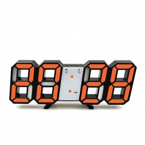 Часы электронные настольные, настенные "Цифры", оранжевая индикация, 9.5 x 23 см, от USB