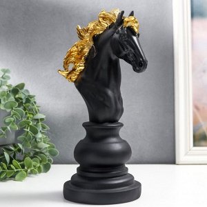 Сувенир полистоун "Шахматная фигура - Конь" чёрный с золотом МИКС 27х11,4х14,2 см