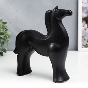 Сувенир керамика "Чёрный конь" матовый 22х6,5х20 см