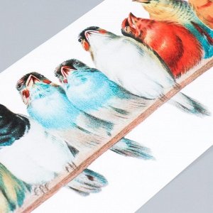 Наклейка пластик интерьерная цветная "Птички на жёрдочке" 20х90 см