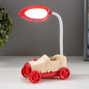 Настольная лампа "Машинка" LED 5Вт USB бежево-красный 6,5х11х17 см
