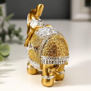 Фигурка полистоун «Золотой слон в зеркальной попоне», 10x11x4.2 см