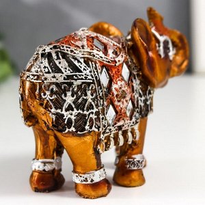 Сувенир полистоун "Бронзовый слон в серебристой попоне с зеркалами" 9,5х5х7 см
