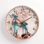 Часы настенные интерьерные &quot;Олень&quot;, бесшумные, d-30 см