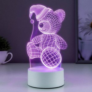 Светильник "Мишка в шапке" LED RGB от сети