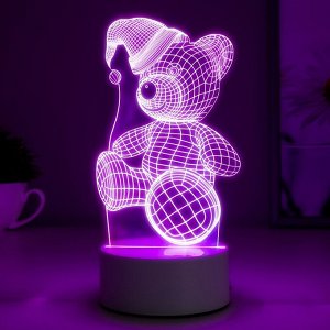 Светильник "Мишка в шапке" LED RGB от сети