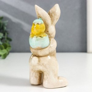 Сувенир керамика "Зайчик с цыплёнком" 7,5х7х13 см