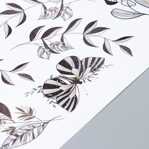Наклейка пластик интерьерная чёрная "Веточки и бабочки" 30х90 см