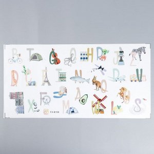 Наклейка пластик интерьерная цветная "Английский алфавит в картинках" 30х60 см