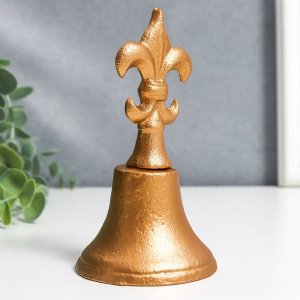 Колокол сувенирный чугун "Геральдическая лилия" золото 13х7х7 см