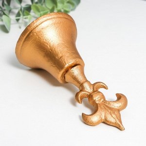 Колокол сувенирный чугун "Геральдическая лилия" золото 13х7х7 см