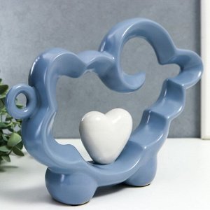 Сувенир керамика "Голубой барашка с сердечком" 20,5х6,5х28 см