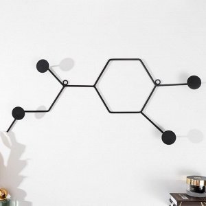 Крючки декоративные металл "Молекулы" чёрный 23х57,5 см
