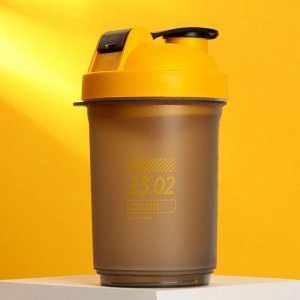 Шейкер спортивный «Смелость характер», жёлтый, с чашей под протеин, 500 мл