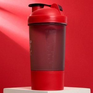 Шейкер спортивный «Лидер», красный, с чашей под протеин, 500 мл