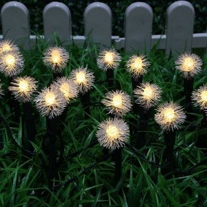 INBLOOM Гирлянда эл.вьюн Одуванчик 6м, 20LED*шампань, постоянное свечение, ПВХ зел, 220В