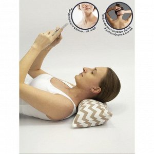 Подушка ортопедическая валик с лузгой гречихи, размер 20х50 см, зигзаг, цвет коричневый