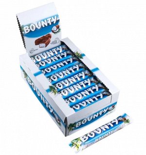 Шоколадный батончик Bounty, 32 шт. по 55 г
