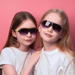 Очки солнцезащитные детские "Оверсайз", модная оправа, МИКС, серебристая вставка, 13 ? 12 ? 5 см