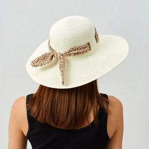 Шляпа женская MINAKU "Leopard" цвет молочный, размер 56-58