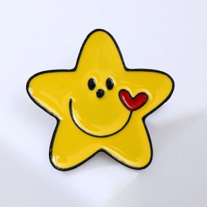 Значок "Звезда" с улыбкой, цвет жёлто-красный в чёрном металле
