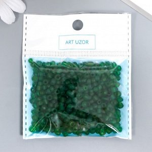 Бисер стекло 6/0 "Матовый полупрозрачный. Зелёный мох" 30 гр