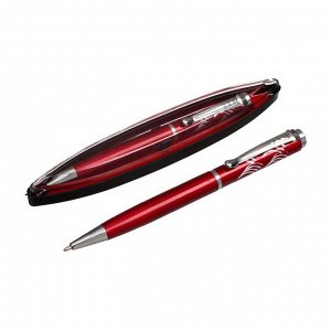 Ручка подарочная, шариковая, в пластиковом футляре, поворотная, "Франсуаза", бордово-серебристая