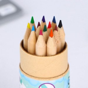 Art Fox Набор цветных карандашей мини в тубусе «Котик», 12 шт, с точилкой