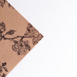 Бумага крафтовая бурая «Flowers», в рулоне 0,68 x 8 м