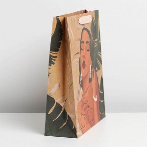 Пакет крафтовый вертикальный «Богема», M 26 х 30 х 9 см