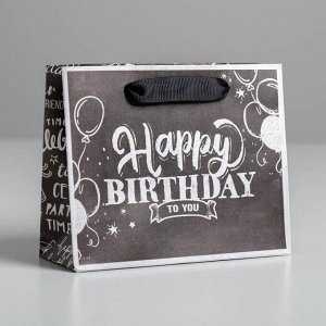 Пакет крафтовый горизонтальный «Happy birthday», S 15 ? 12 ? 5,5 см