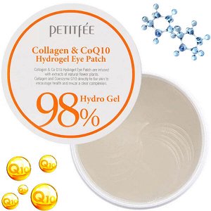 Гидрогелевые патчи для глаз с коллагеном Petitfee Collagen & Q10 Hydrogel Eye Patch, 60 шт
