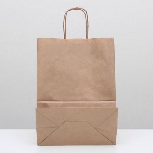 Пакет крафт без печати, круглая ручка 26 х 15 х 35 см