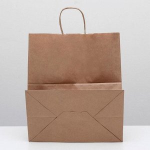Пакет крафт без печати, круглая ручка 32 х 18 х 37 см