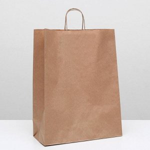 Пакет крафт без печати, круглая ручка 35 х 15 х 42 см