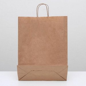Пакет крафт без печати, круглая ручка 35 х 15 х 42 см