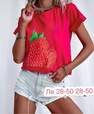 Женская Футболка Ткань Хлопок