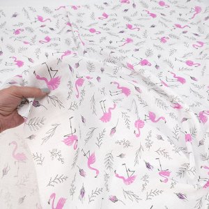 Ткань на отрез муслин 135 см 7516/1 Фламинго