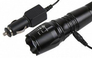 Аккумуляторный светодиодный фонарь CREE XML T6 10Вт с системой фокусировки луча, черный (SBF-20-K)