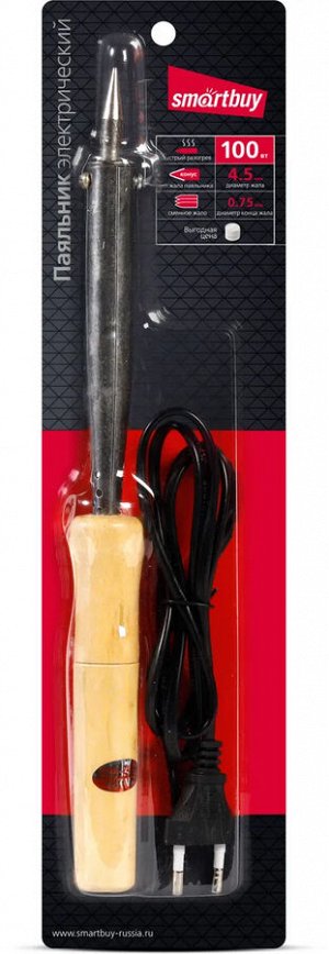 Паяльник электрический, 100 Вт, термостойкая рукоятка, длина шнура 0.8 м, Smartbuy tools (SBT-SI-100)