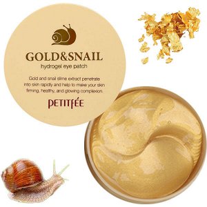 Гидрогелевые патчи для глаз на основе золота и улиточного муцина Petitfee Gold & Snail Hydrogel Eye Patch, 60 шт