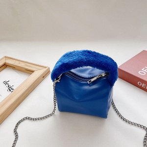 Мини-сумка с плюшевой ручкой, цвет синий
