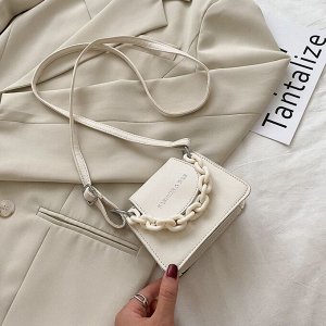 Мини-сумка с декоративной цепью, цвет белый