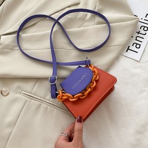 Мини-сумка с декоративной цепью, цвет оранжевый