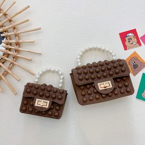 Миниатюрная сумка-портфель в стиле поп-ит, цвет коричневый