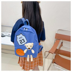 Детский рюкзак с плюшевым медведем, цвет синий