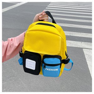 Контрастный детский рюкзак с двумя объемными карманами, цвет желтый