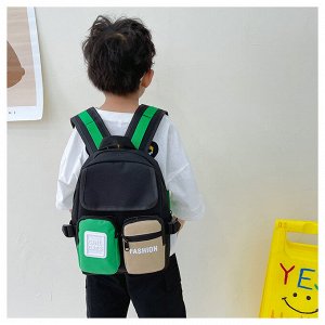 Контрастный детский рюкзак с двумя объемными карманами, цвет черный