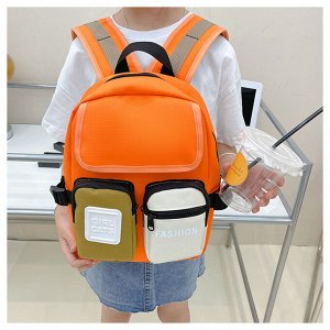 Контрастный детский рюкзак с двумя объемными карманами, цвет оранжевый