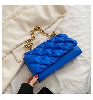 Компактная стеганая сумка на плечо на цепочке, цвет синий